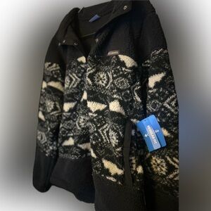 Columbia Sherpa Fleece Pullover, Big Timber Peak Pattern in Black/White